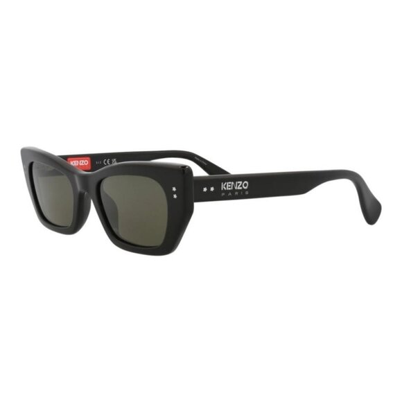 New Authentic Kenzo Unisex Cat Eye Black Black Green Fashion Designer Sunglasses - Picture 1 of 4